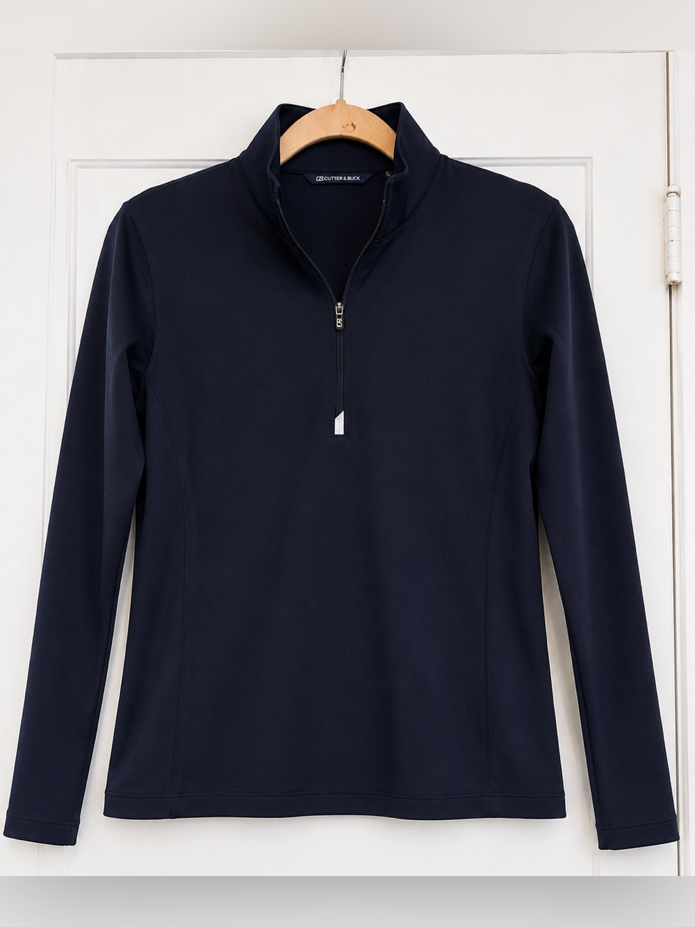 NWT Cutter & Buck Traverse Stretch Quarter Zip Pullover Womens Medium Navy Blue